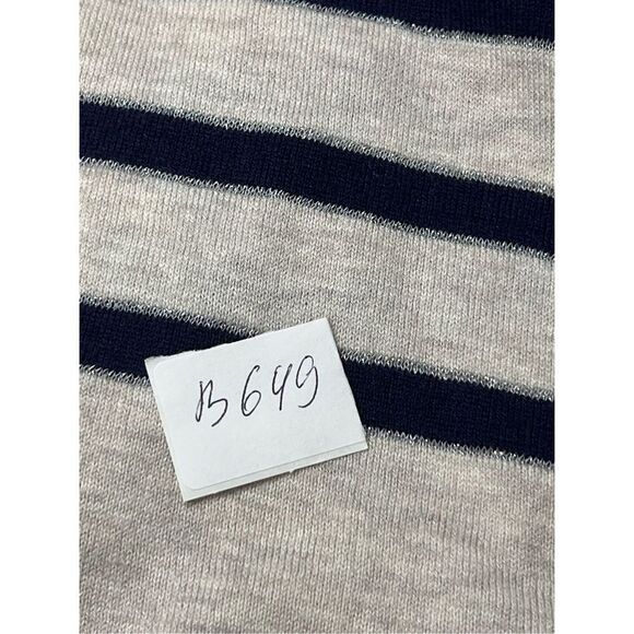 Old Navy Beige Navy Nautical Stripe Silver Lurex Accent Cardigan Sweater Size XS - Picture 12 of 12